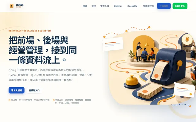 QDing產品網站畫面